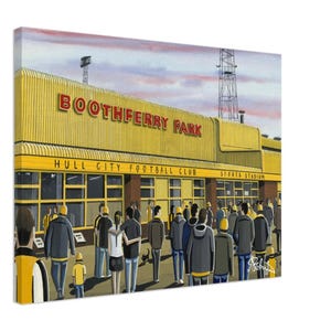 Hull, Impresión en lienzo retro del estadio Boothferry Park. Arte mural, regalos para el estadio de fútbol del FC, recuerdos de la afición del City.