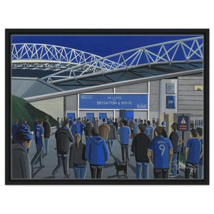 Brighton Hove, Football Stadium. Framed Canvas Football Art Print. Wall Art Football Club FC, Gifts, Albion Supporters Memorabilia