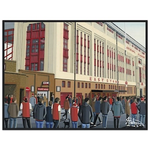 Arsenal, Retro Highbury Stadium. Standard Wooden Framed Poster. Wall Art Football Club FC, Gifts, Supporters Memorabilia