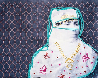 Woman in Yashmak Beaded Artwork