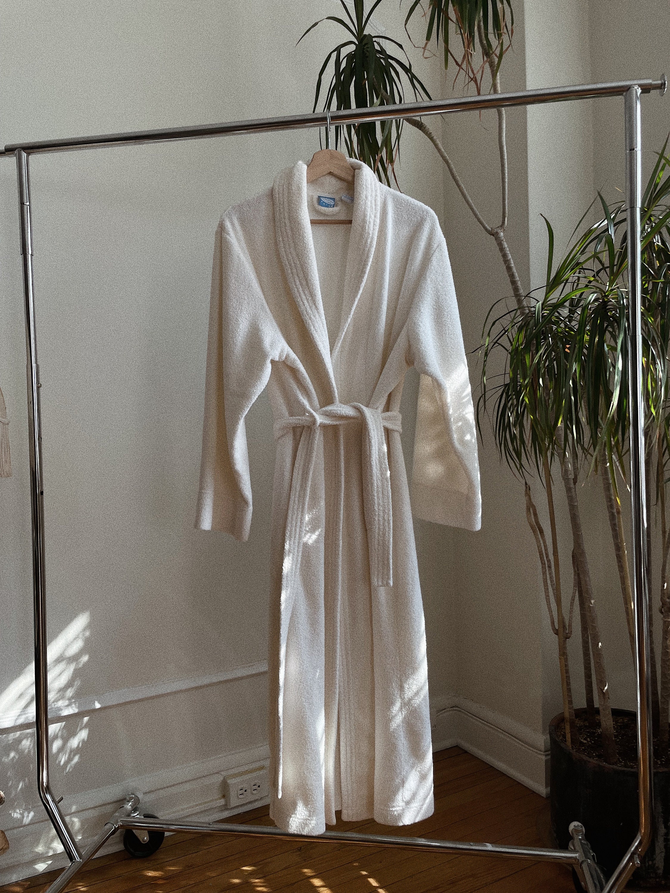 Vintage Unisex White Terry Cloth Robe Large Etsy