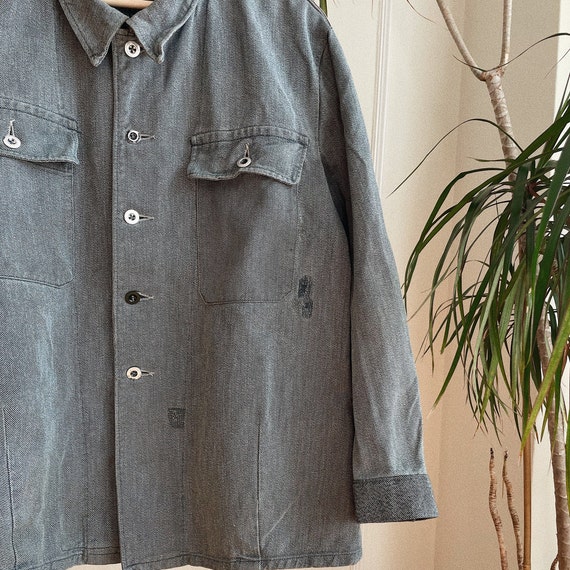 Vintage Mens Denim Military Jacket L/XL Gem