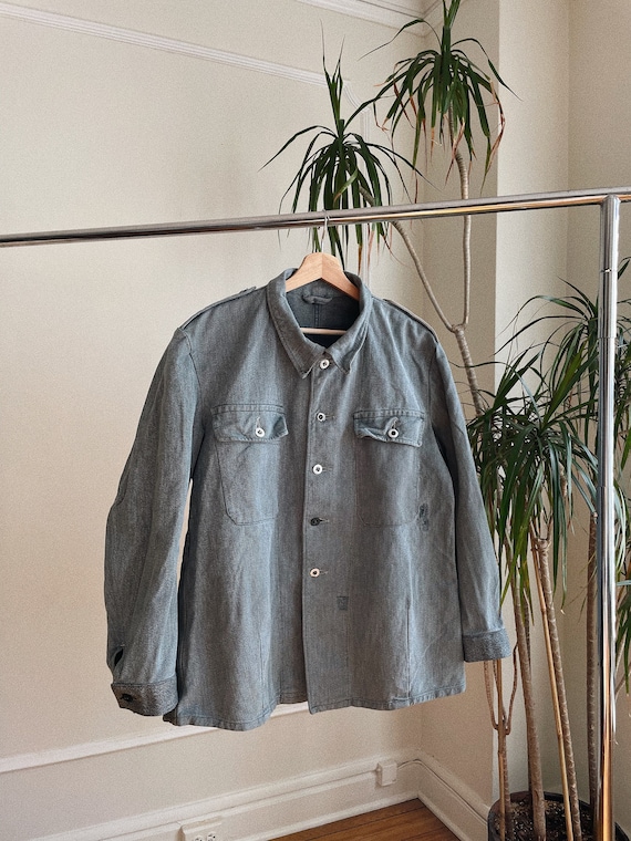 Vintage Mens Denim Military Jacket L/XL Gem