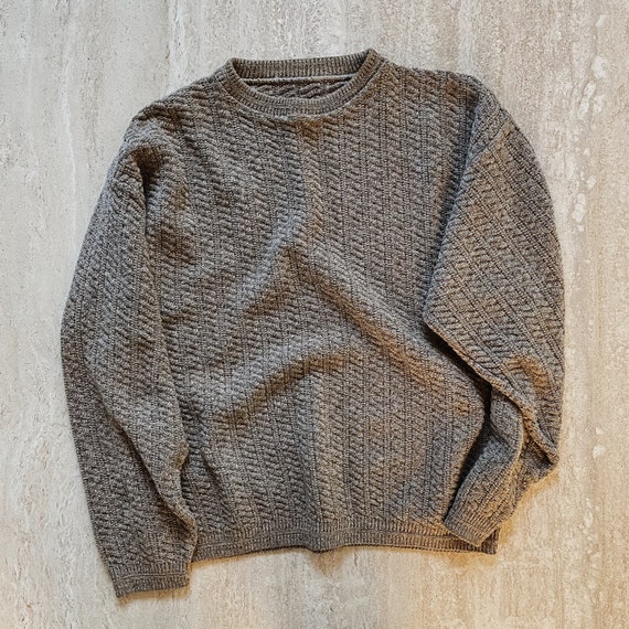 Vintage Mens Cable Knit Crewneck Pullover