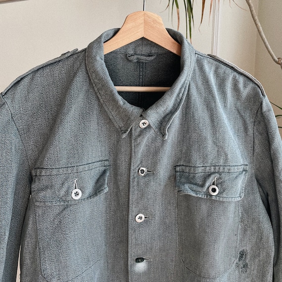 Vintage Mens Denim Military Jacket L/XL Gem