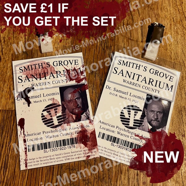 NEW Halloween Movie Blood Spattered Smith's Grove Sanitarium Halloween Costume Inspired ID Badge Cosplay Replica Free UK Postage