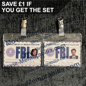 Nueva réplica de cosplay de Expediente X, placa de identificación del FBI de Fox Mulder y Dana Scully en soporte de plástico. Envío gratuito al Reino Unido