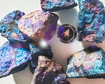 Grade A Rough Chalcopyrite (Peacock Iron Ore) from Mexico  (Colors and sizes vary)