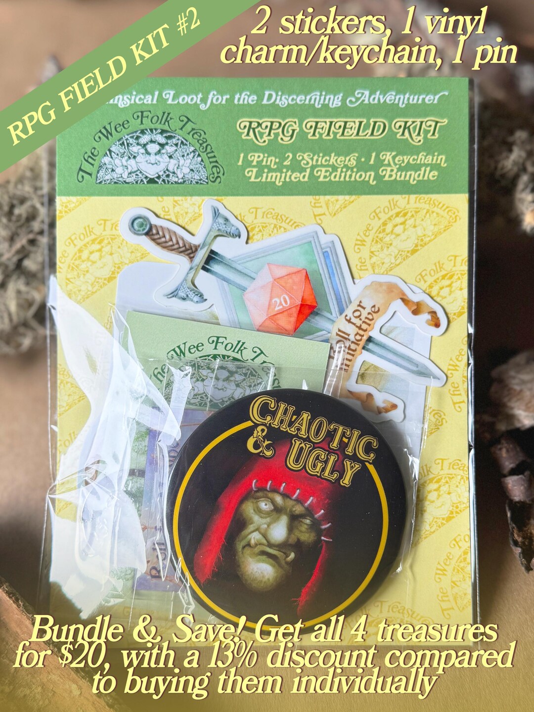 RPG Gift Set: Orc Pin, Goblin Keychain, D&D Stickers - Etsy