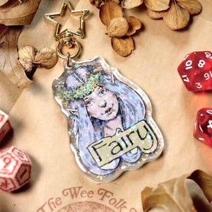 Fairy & Pixie Double-Sided Acrylic Keychain – Fantasy Art Charm with Star Clip | Fairycore | Faeries | Gnomecore | Cottagecore | Fairies |