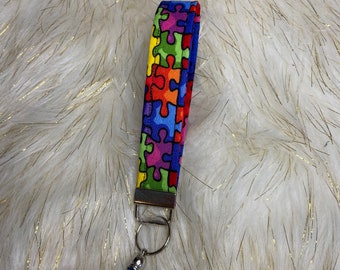 Rainbow Puzzle Autism Awareness Key Fob