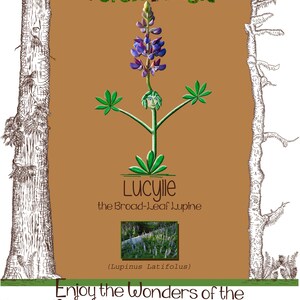 Set of 2, Pacific NorthWest Forest Magic Tea Towel- Lucylle the Lupine and Veronique the Vanilla Leaf