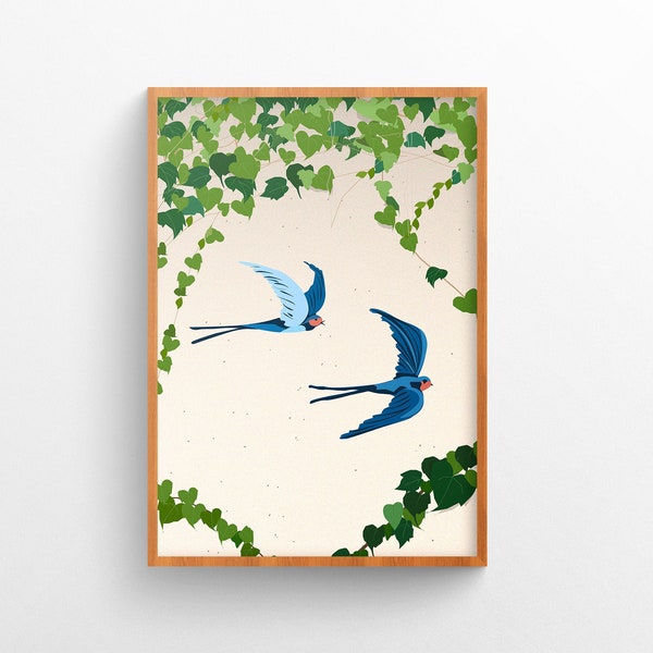 Oiseaux bleus - Illustration