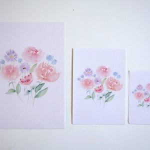 Pfingstrosen und Wildblumen Aquarellwiedergabe Bild 2