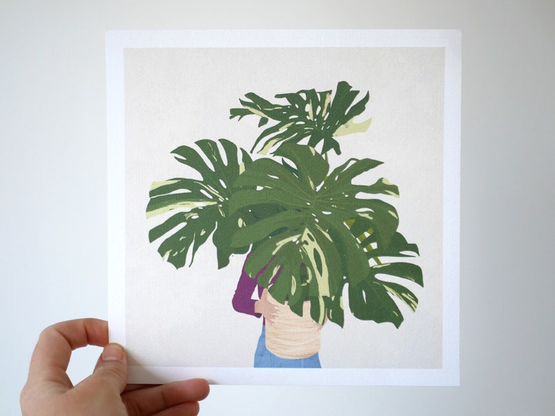 Plante Monstera dans les bras d'une femme Illustration image 2