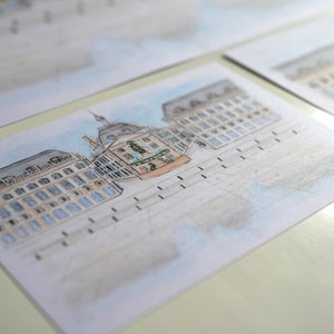 Bordeaux Place de la Bourse et Miroir deau Reproduction aquarelle image 4