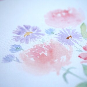 Pivoines et fleurs sauvages Reproduction aquarelle image 3