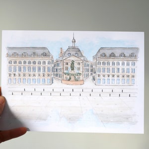 Bordeaux Place de la Bourse und Miroir d'eau Aquarellreproduktion Bild 3