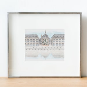 Bordeaux Place de la Bourse und Miroir d'eau Aquarellreproduktion Bild 5