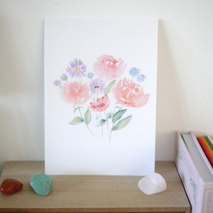 Peonies and wildflowers Watercolour reproduction image 6