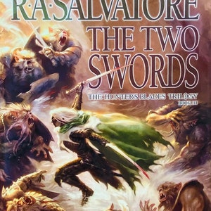 The Two Swords: Hunter&#39;s Blade Trilogy Book #3 door R.A. Salvatore (vintage gesigneerde eerste editie vergeten realms fantasy hardcover)