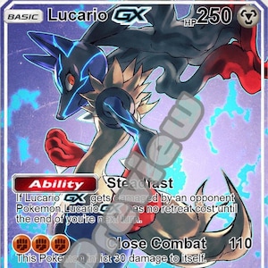 Carta de Pokémon Lucario GX gmax vmax gigantamax ex