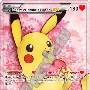 Feliz San Valentín Pikachu EX tarjeta pokemon