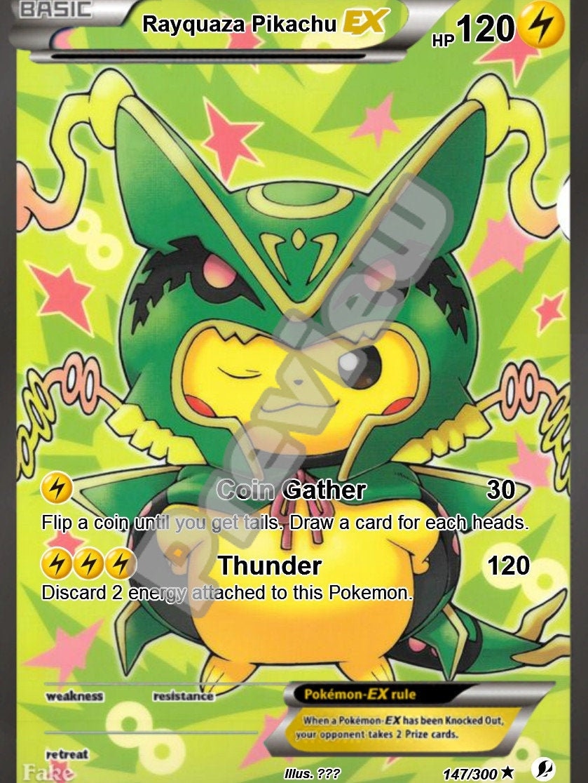 Shiny Raichu Gx Surfing Custom Pokemon Card Premium Quality 