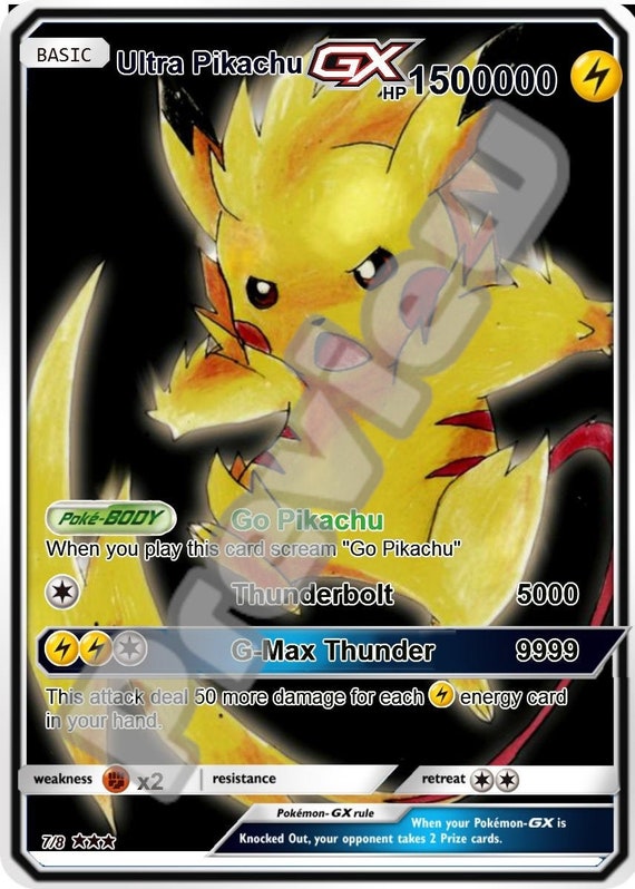 Pikachu Gx Gmax Vmax Gigantamax Ex Pokemon Card - Etsy