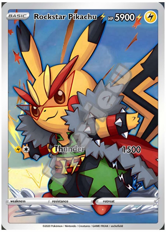 Rockstar Pikachu Gx Gmax Vmax Gigantamax Ex Pokemon Card - Etsy