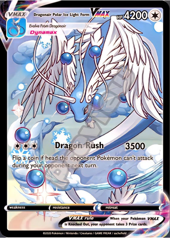 pokemon dragonair card Dragonair and Dratini Custom Handpainted Collectible Gift Pokémon Card main image 0