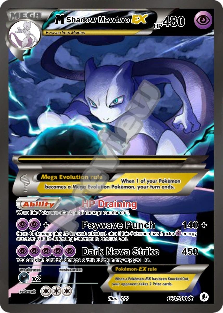 M Shadow Mewtwo Ex Pokemon Card 