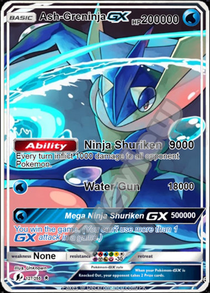 Ash Greninja Gx Pokemon Card Etsy