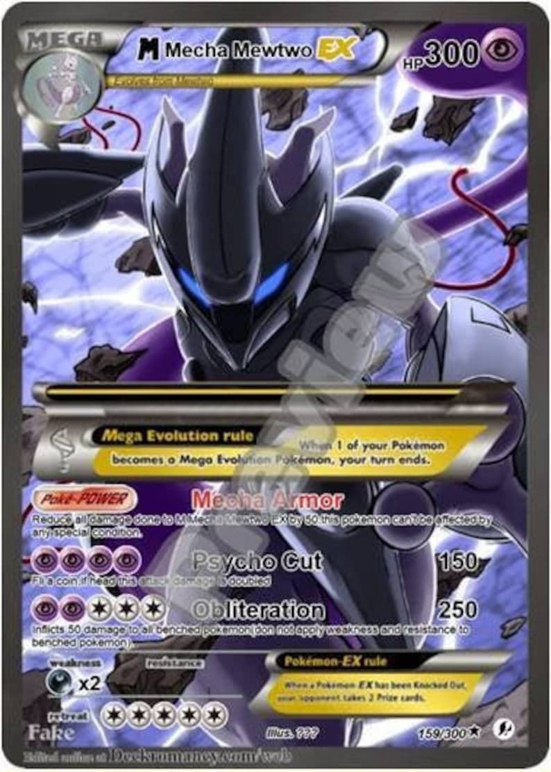M Mecha Mewtwo Ex Pokemon Card Etsy