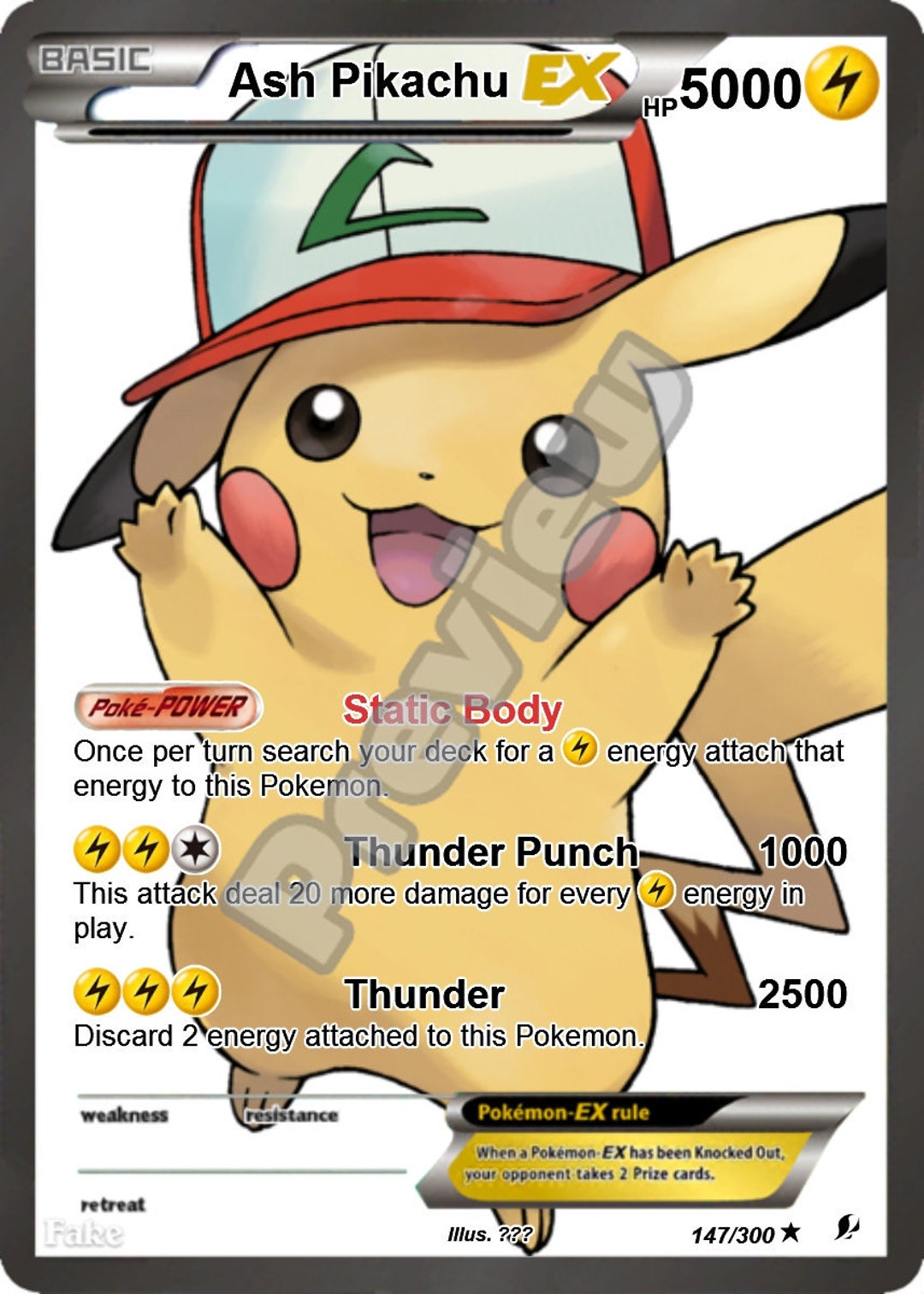Ashs Pikachu Card