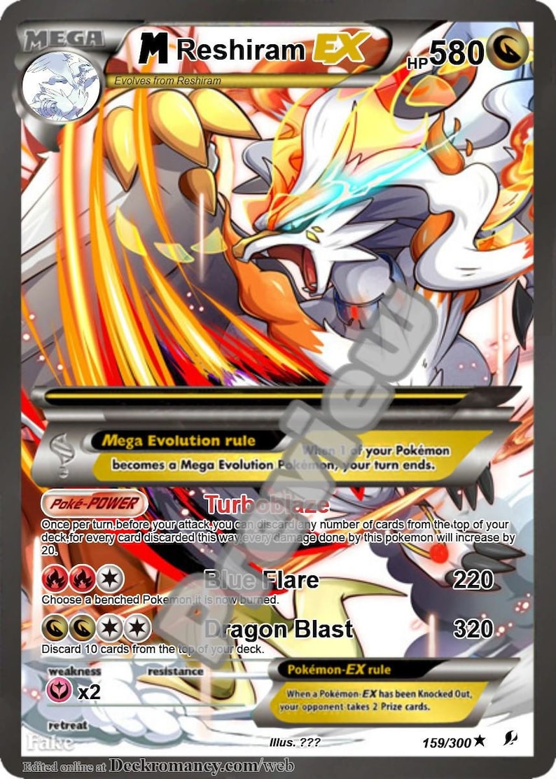 M Reshiram ex pokemon card | Etsy