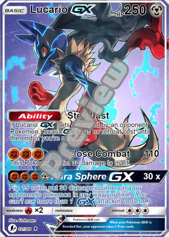 Lucario Gx Gmax Vmax Gigantamax Ex Pokemon Card Etsy