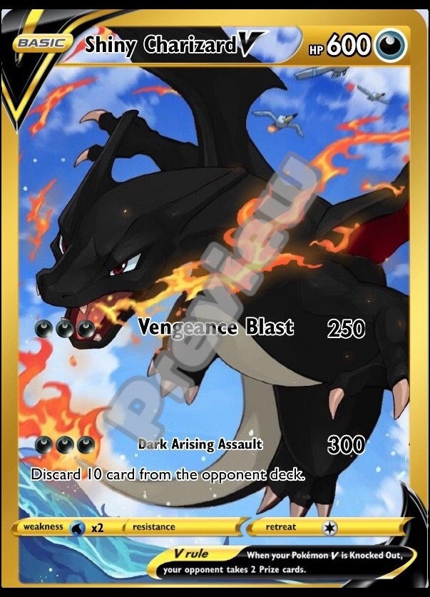 Cartes Pokémon Noires Or Argent Vmax GX, Carte d'Massage Charizard