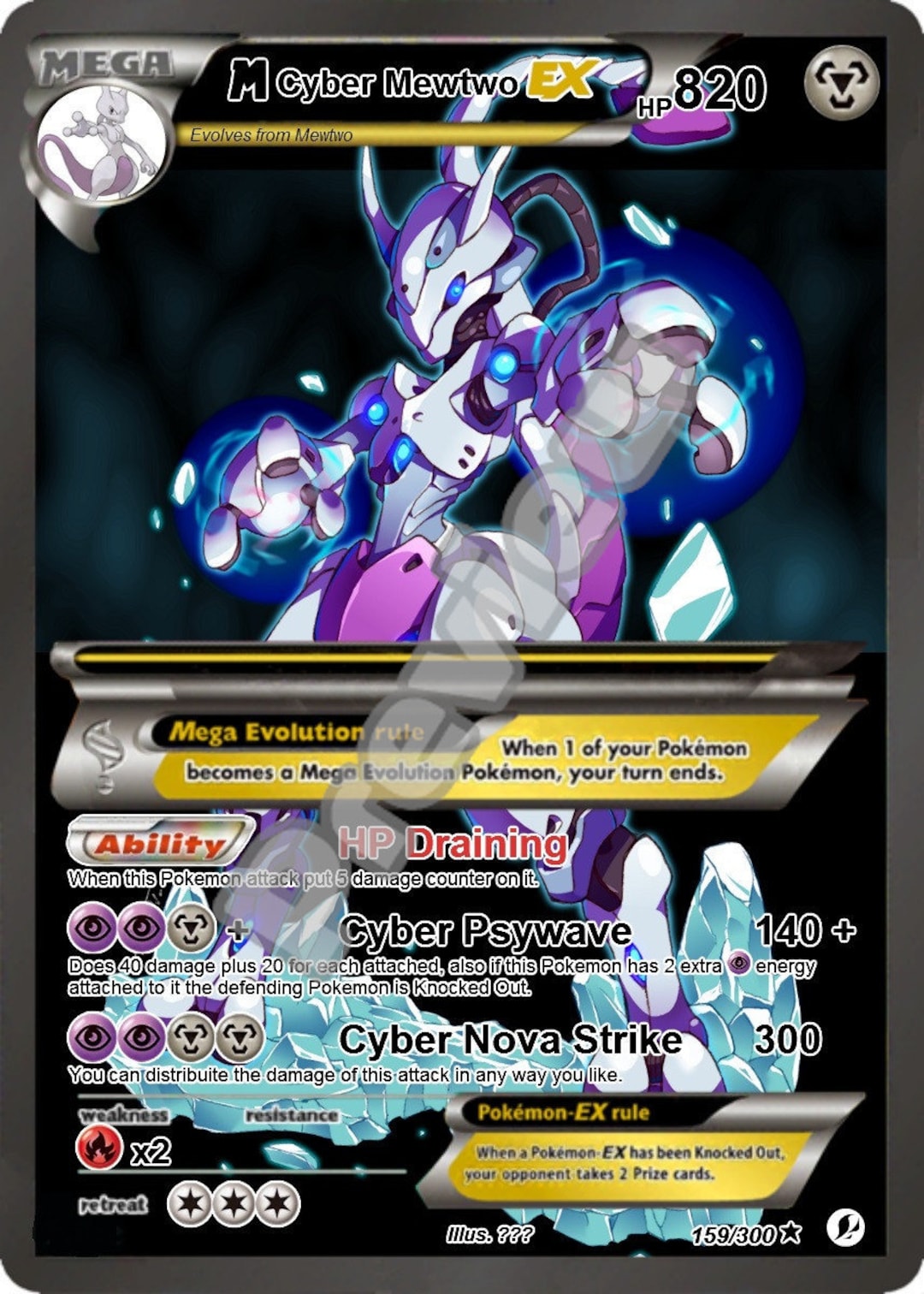 M Cyber Mewtwo Ex Pokemon Card 