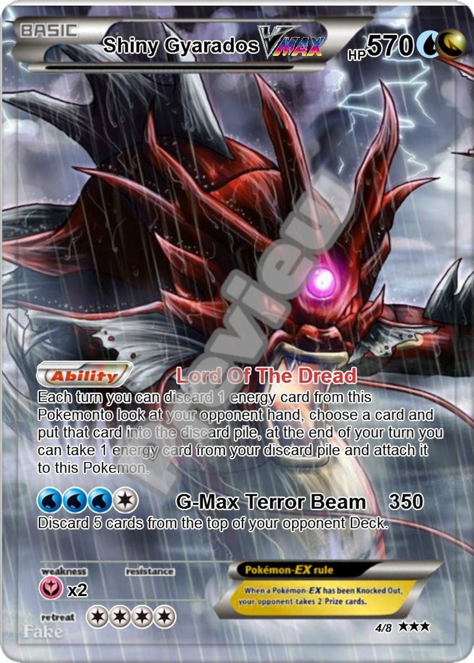Shiny Gyarados VMAX Pokemon Card Etsy