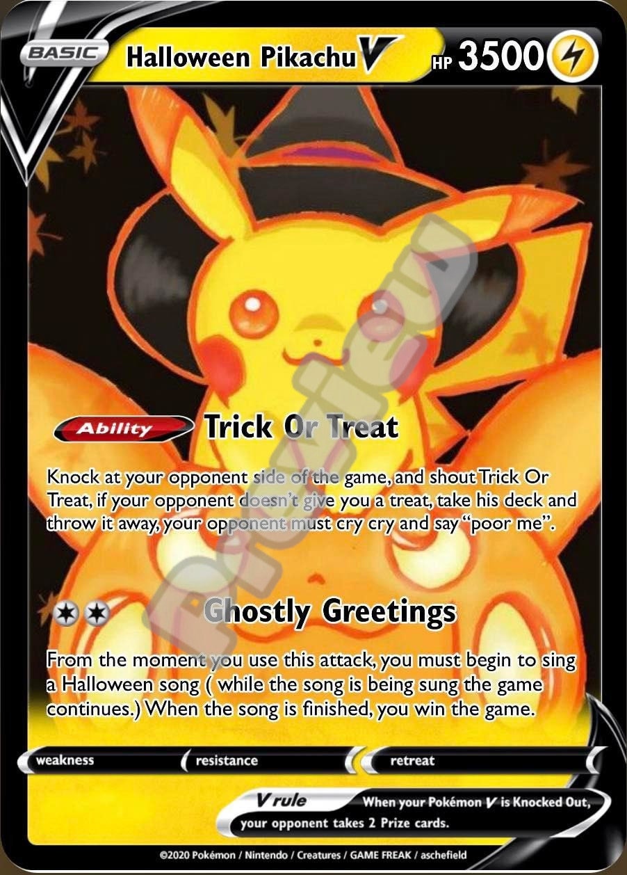Halloween Pikachu V Pokemon Card Etsy