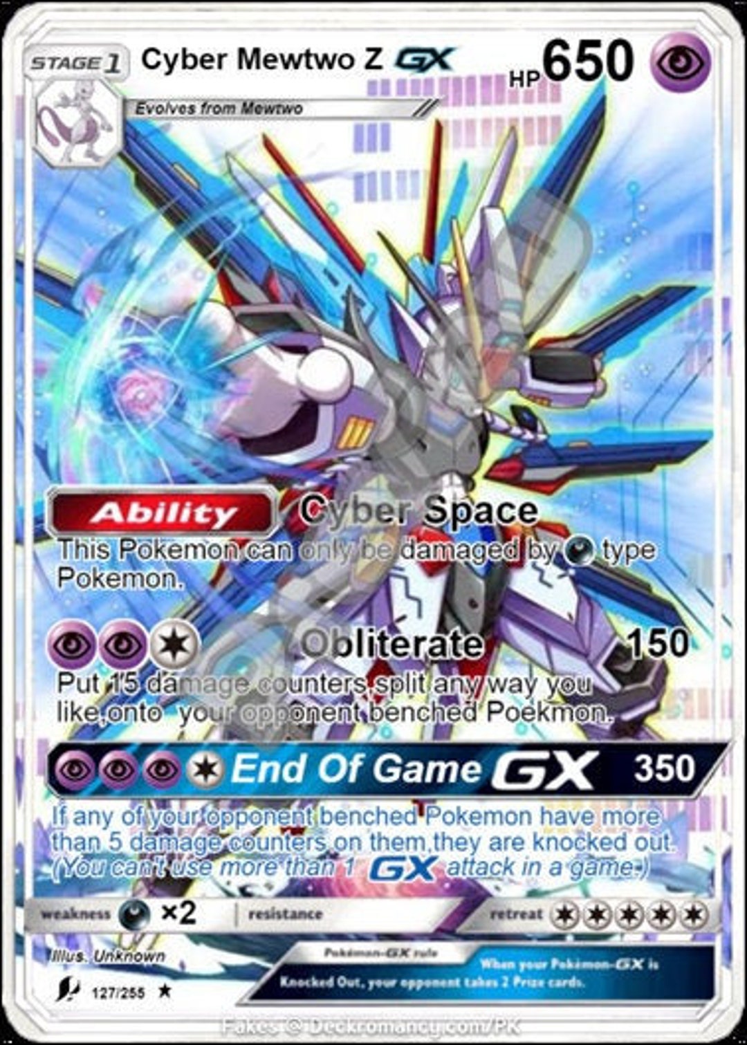 Cyber Mewtwo Z GX Pokemon Card , mewtwo pokemon card 