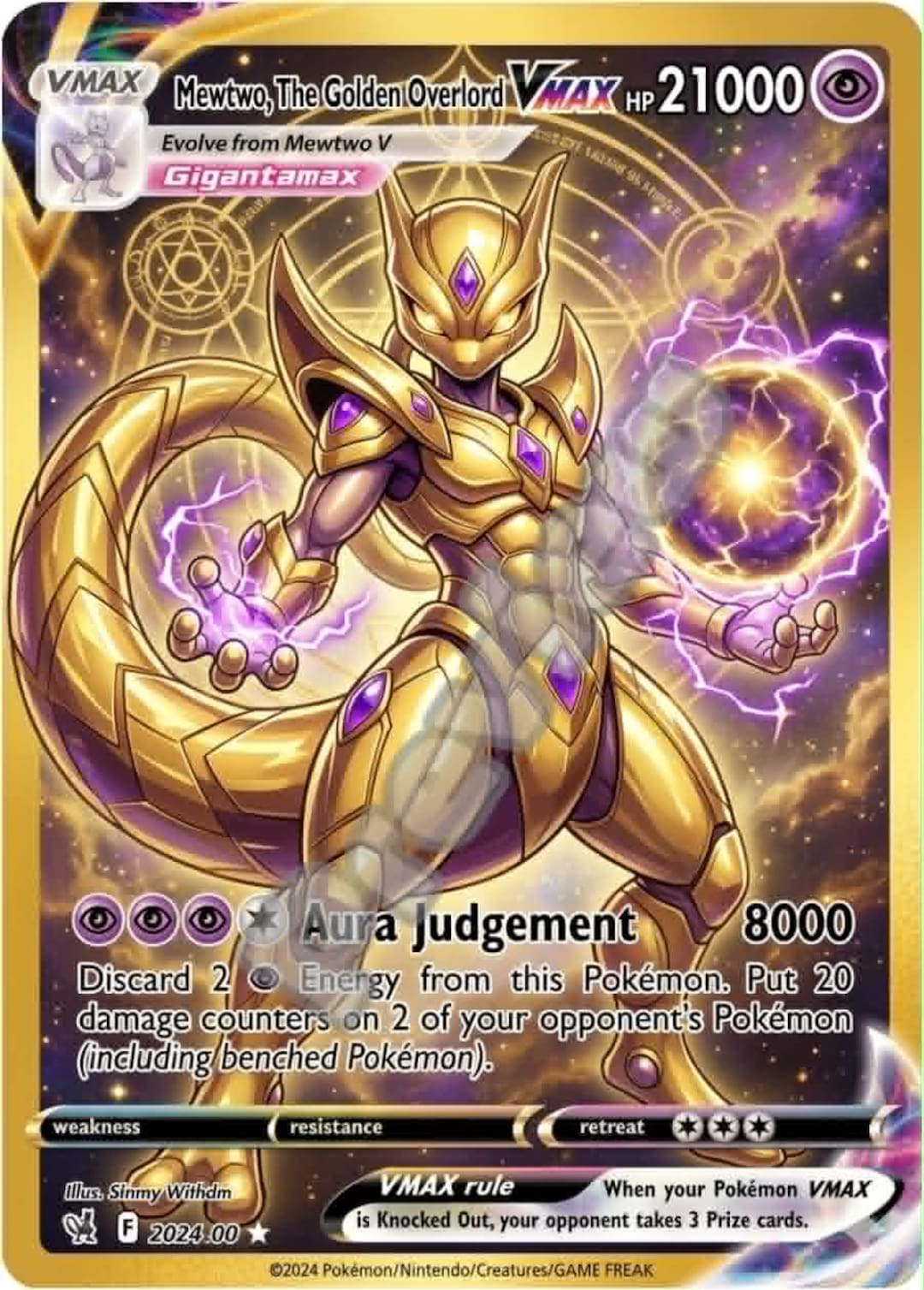 gold pokemon card mewtwo EX - 103/108 pokemon 24k gold card Mewtwo