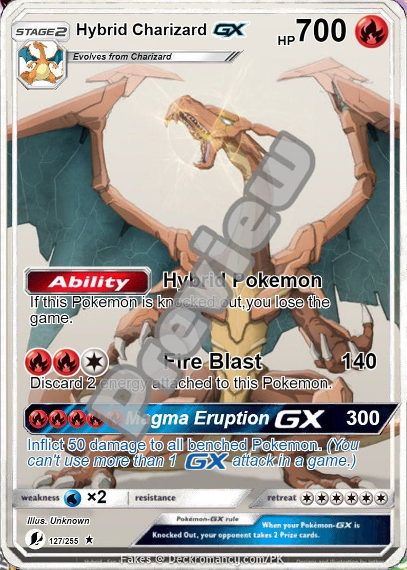Hybrid Charizard GX pokemon card | Etsy