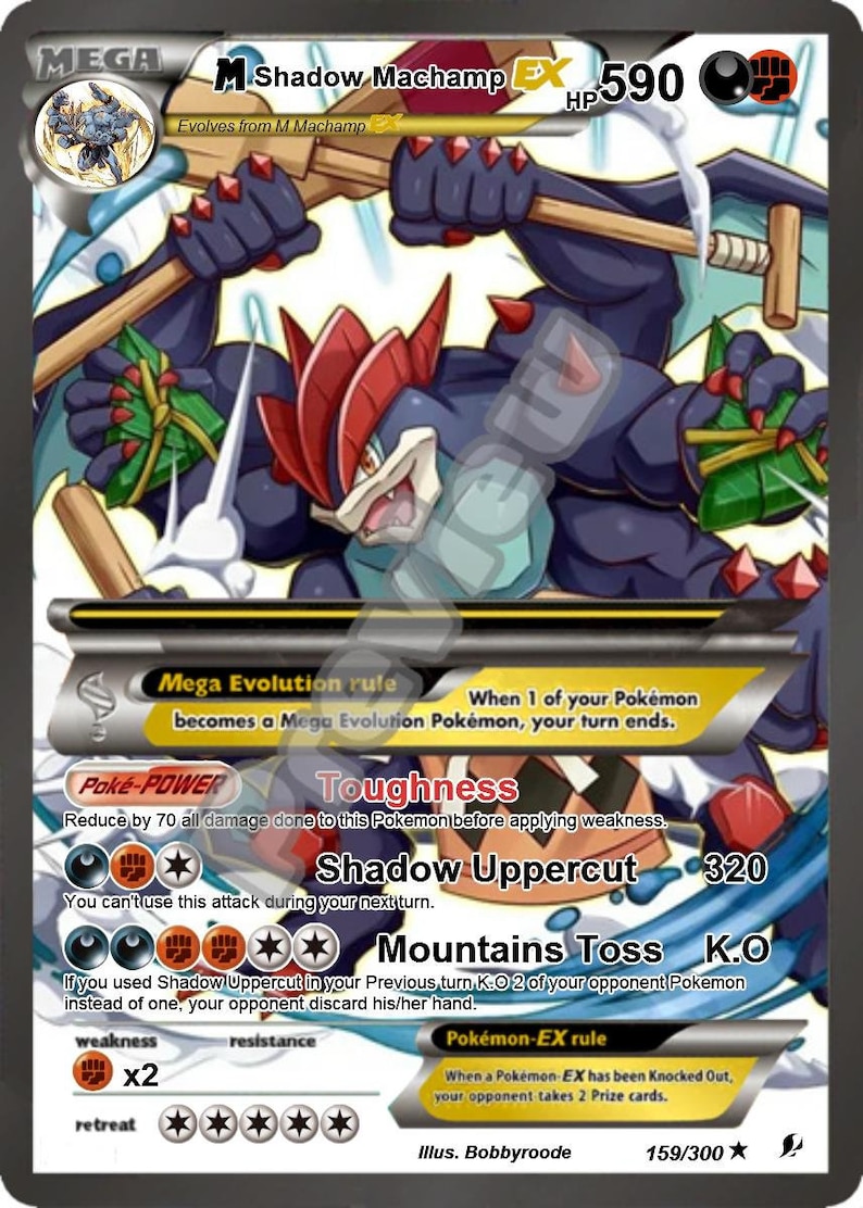M Shadow Machamp Ex Gx Pokemon Card Etsy