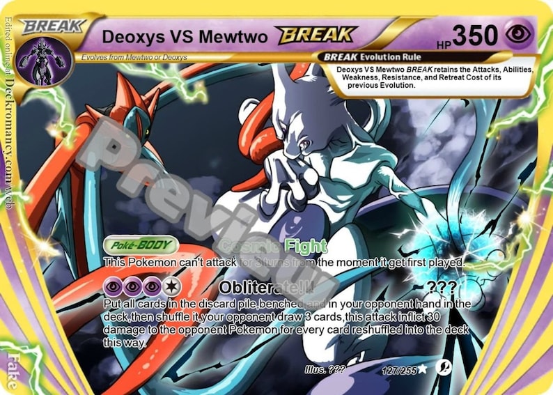 Deoxys VS Mewtwo BREAK Pokemon Card Etsy