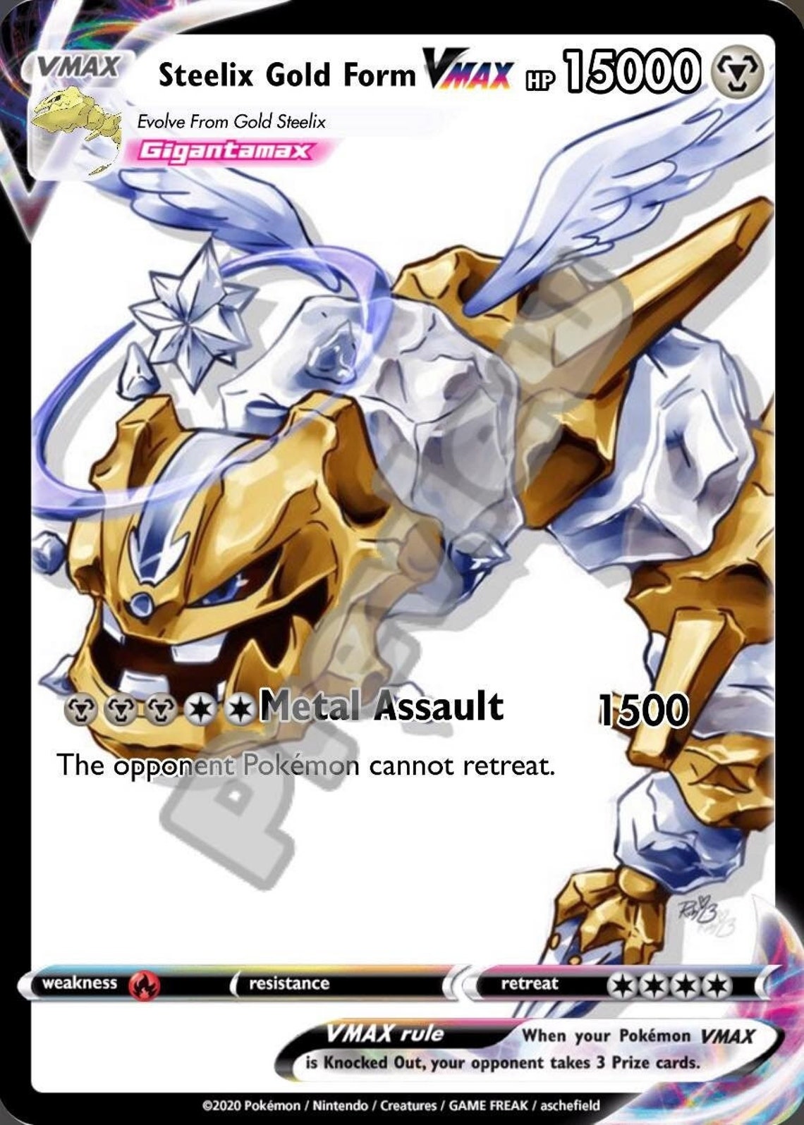 Steelix Gold Form Vmax Gx Ex Vstar Ash Ketchum Gx Pokemon Card Etsy