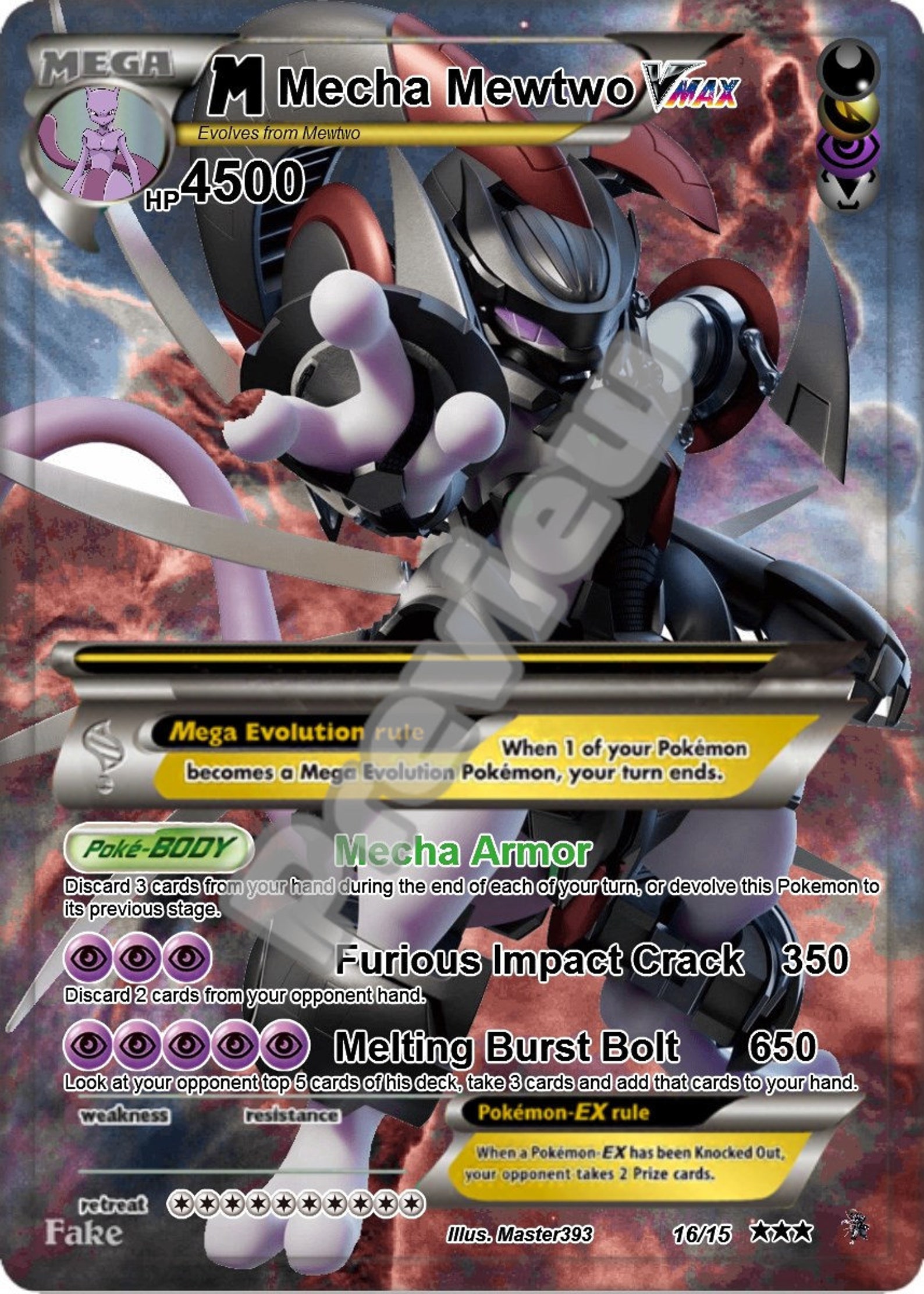 M Mecha Mewtwo VMAX Pokemon Card Etsy