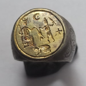 Scarce Late Medieval Silver Gilded Ring Depicting King Solomon's Judgement 1500-1600 ad