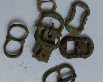 Lot Of 6 Late Medieval British Bronze Buckles 1400-1500 ad